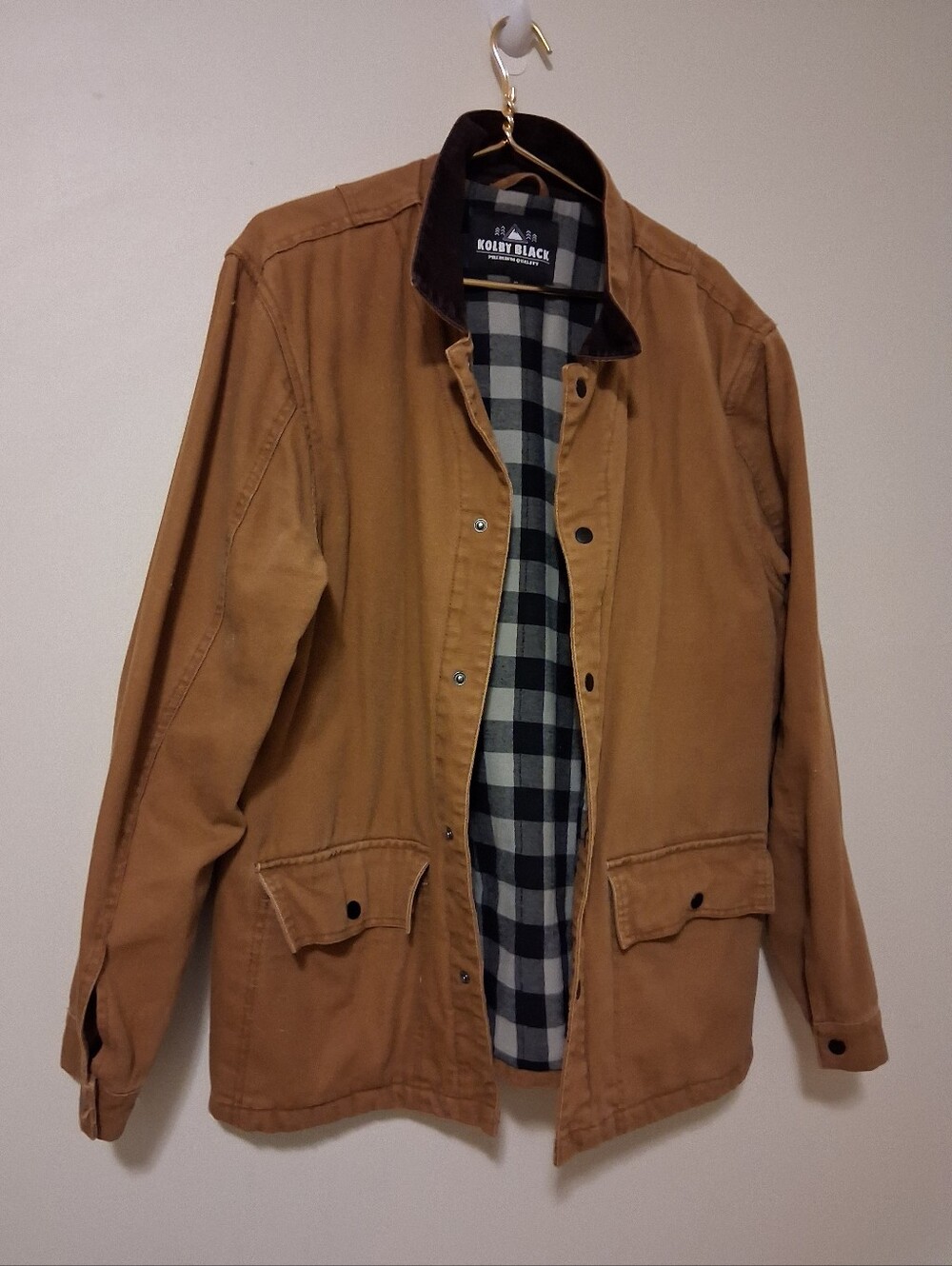Mens XL Canvas Work Wear Jacket With Plaid Liner